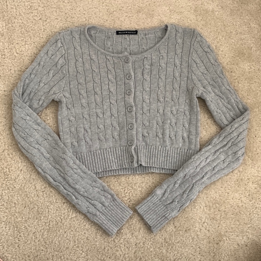 Brandy Melville grey button up sweater